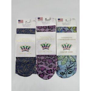 3 Pairs -Celeste Stein Therapeutic Compressions  Women’s Socks -multicolored